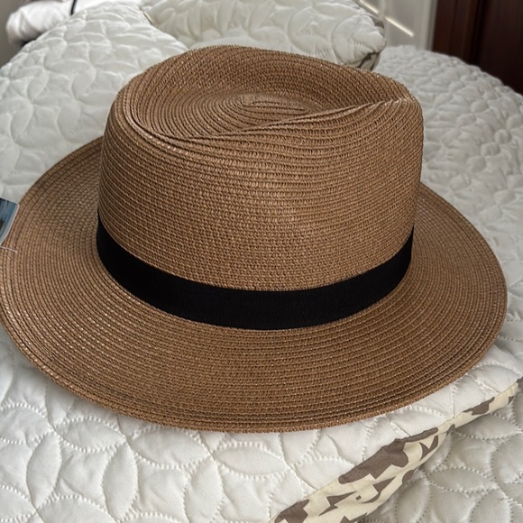 Solar Escape Tan and Black Wide-Brimmed Fedora Hat SPF 50+ - Picture 3 of 6